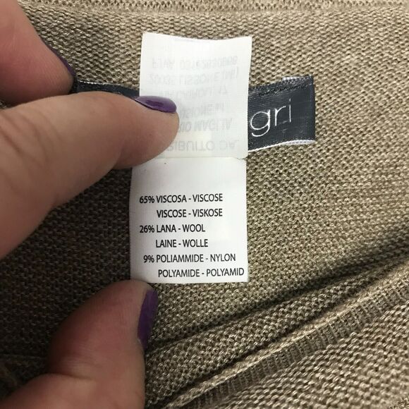 Maya Negri Sweater Womens Medium Tan Wool Blend Long Sleeve Made In Italy - Picture 5 of 9